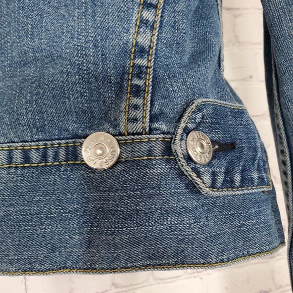 Levis Womens Iconic Classic Blue Jean Denim Jacket Small Button Front Pockets - Picture 7 of 11